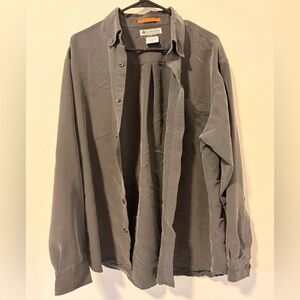 Columbia Men’s Gray Textured Long Sleeve Button Down Utility Shirt - Size L